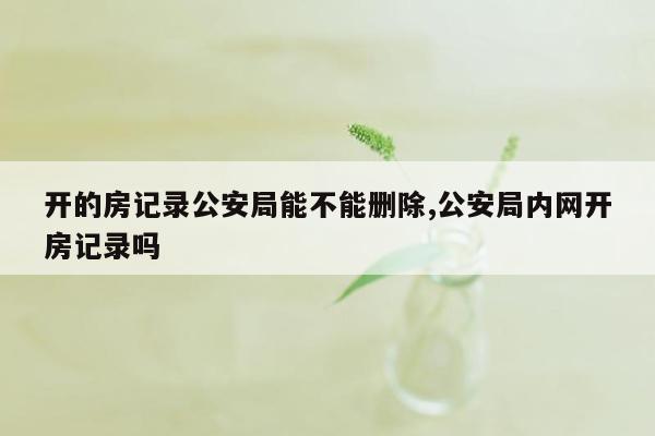 开的房记录公安局能不能删除,公安局内网开房记录吗