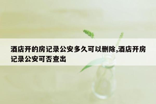 酒店开的房记录公安多久可以删除,酒店开房记录公安可否查出