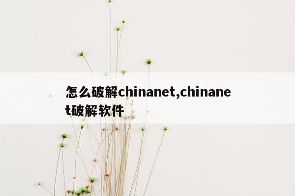 怎么破解chinanet,chinanet破解软件