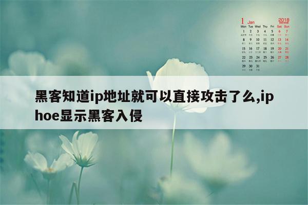 黑客知道ip地址就可以直接攻击了么,iphoe显示黑客入侵