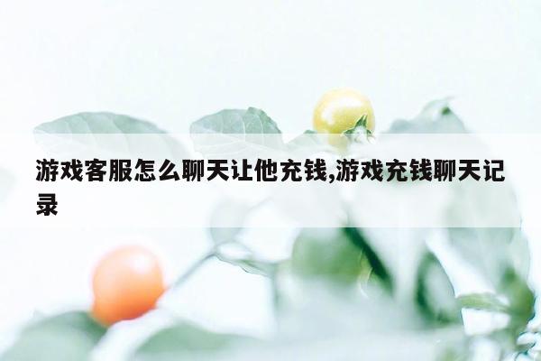 游戏客服怎么聊天让他充钱,游戏充钱聊天记录