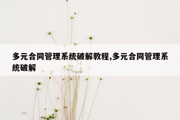 多元合同管理系统破解教程,多元合同管理系统破解