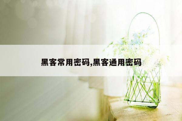 黑客常用密码,黑客通用密码