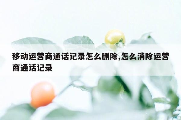 移动运营商通话记录怎么删除,怎么消除运营商通话记录