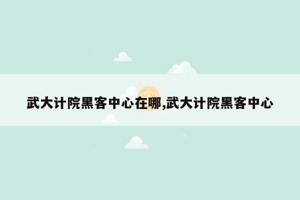 武大计院黑客中心在哪,武大计院黑客中心