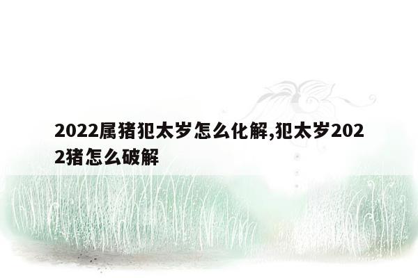 2022属猪犯太岁怎么化解,犯太岁2022猪怎么破解