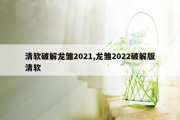 清软破解龙雏2021,龙雏2022破解版清软