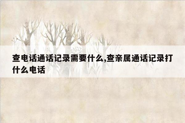 查电话通话记录需要什么,查亲属通话记录打什么电话