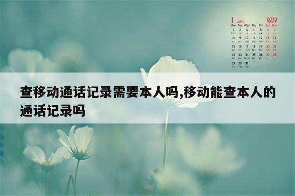 查移动通话记录需要本人吗,移动能查本人的通话记录吗