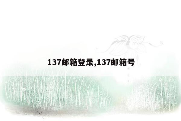 137邮箱登录,137邮箱号