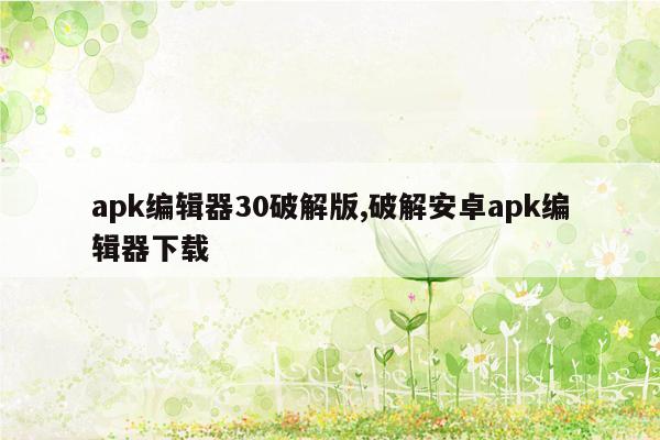 apk编辑器30破解版,破解安卓apk编辑器下载