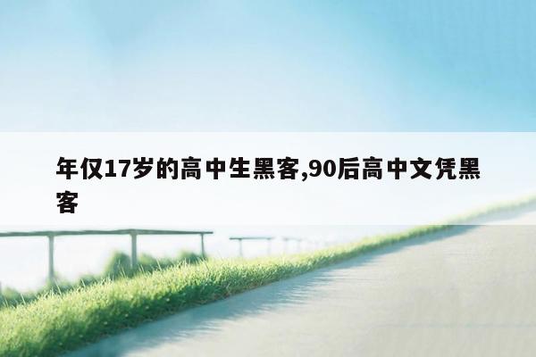 年仅17岁的高中生黑客,90后高中文凭黑客