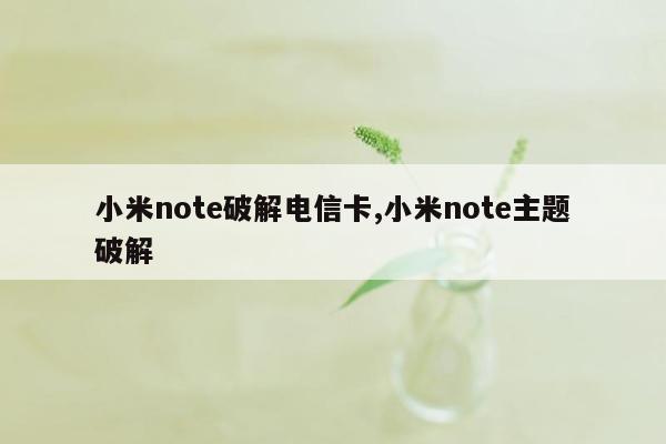 小米note破解电信卡,小米note主题破解