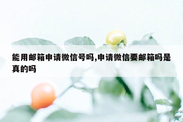 能用邮箱申请微信号吗,申请微信要邮箱吗是真的吗