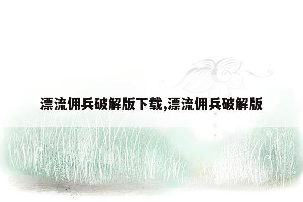 漂流佣兵破解版下载,漂流佣兵破解版