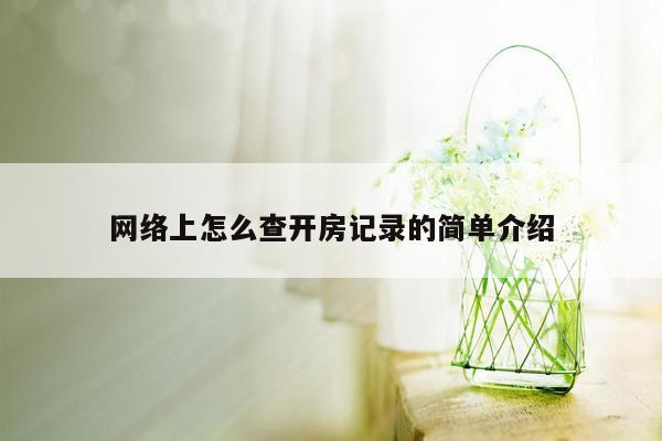 网络上怎么查开房记录的简单介绍