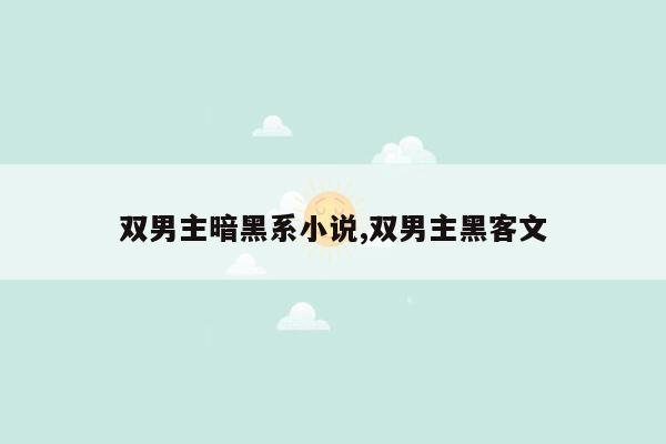 双男主暗黑系小说,双男主黑客文