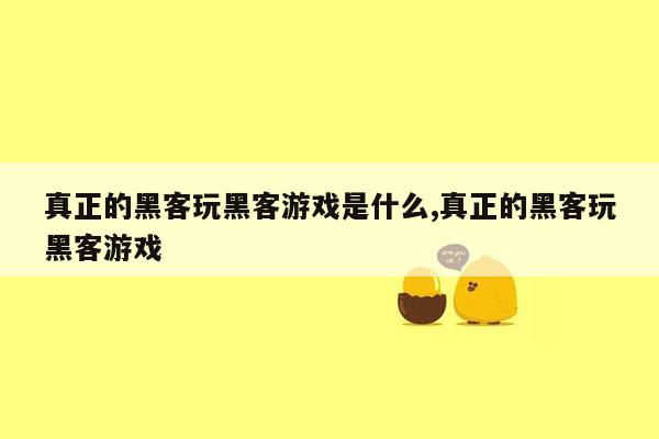 真正的黑客玩黑客游戏是什么,真正的黑客玩黑客游戏