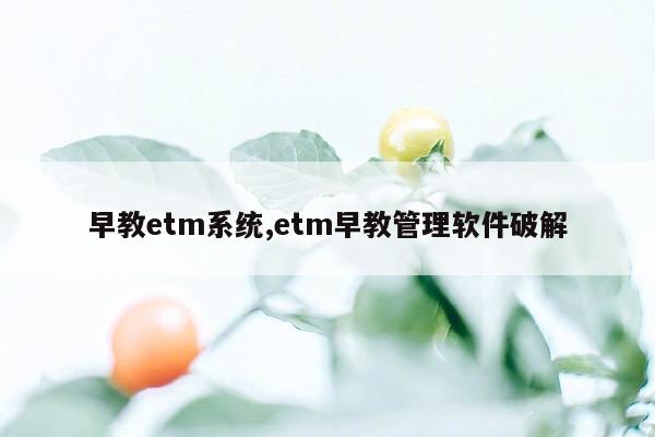 早教etm系统,etm早教管理软件破解