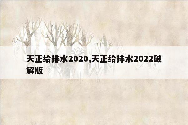 天正给排水2020,天正给排水2022破解版