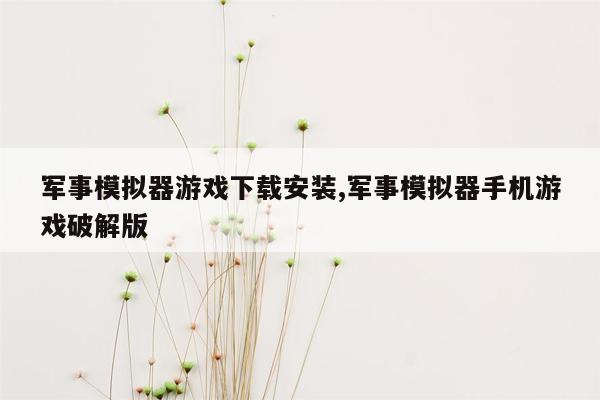 军事模拟器游戏下载安装,军事模拟器手机游戏破解版