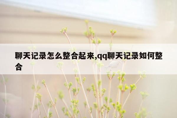 聊天记录怎么整合起来,qq聊天记录如何整合