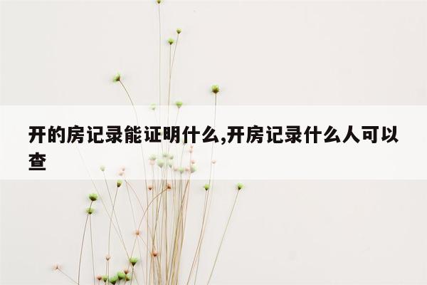 开的房记录能证明什么,开房记录什么人可以查