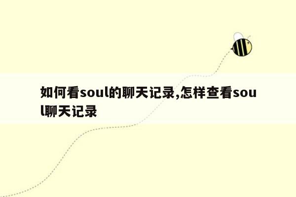 如何看soul的聊天记录,怎样查看soul聊天记录