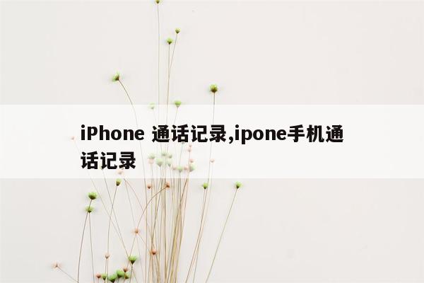 iPhone 通话记录,ipone手机通话记录