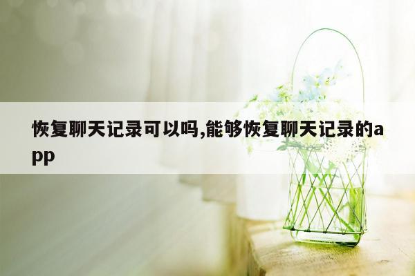 恢复聊天记录可以吗,能够恢复聊天记录的app