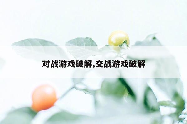 对战游戏破解,交战游戏破解