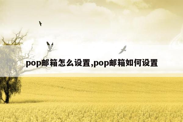 pop邮箱怎么设置,pop邮箱如何设置