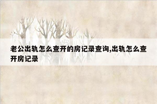 老公出轨怎么查开的房记录查询,出轨怎么查开房记录