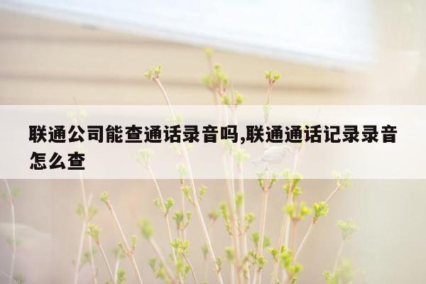 联通公司能查通话录音吗,联通通话记录录音怎么查