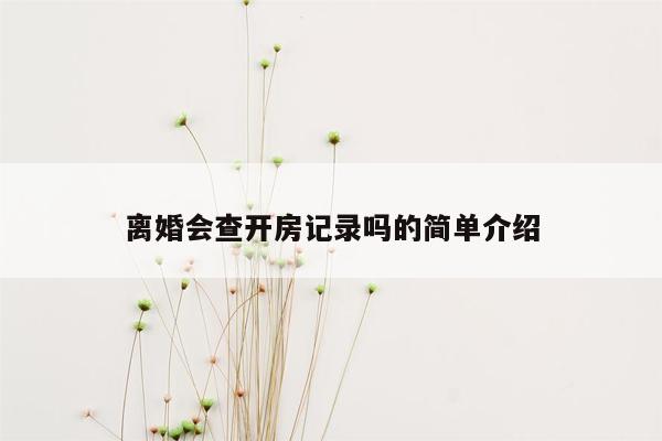 离婚会查开房记录吗的简单介绍