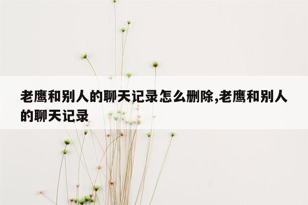 老鹰和别人的聊天记录怎么删除,老鹰和别人的聊天记录