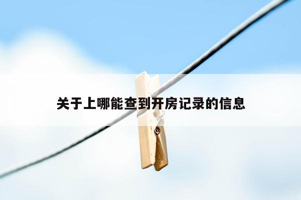 关于上哪能查到开房记录的信息