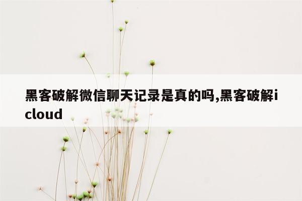 黑客破解微信聊天记录是真的吗,黑客破解icloud