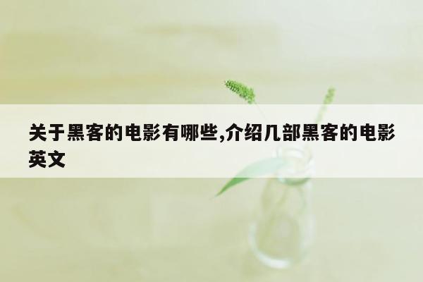 关于黑客的电影有哪些,介绍几部黑客的电影英文