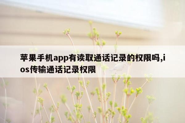 苹果手机app有读取通话记录的权限吗,ios传输通话记录权限