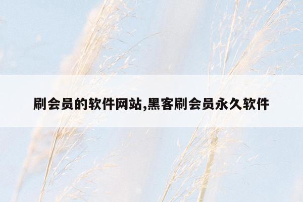 刷会员的软件网站,黑客刷会员永久软件