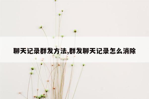 聊天记录群发方法,群发聊天记录怎么消除