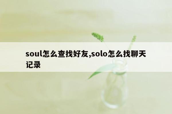 soul怎么查找好友,solo怎么找聊天记录