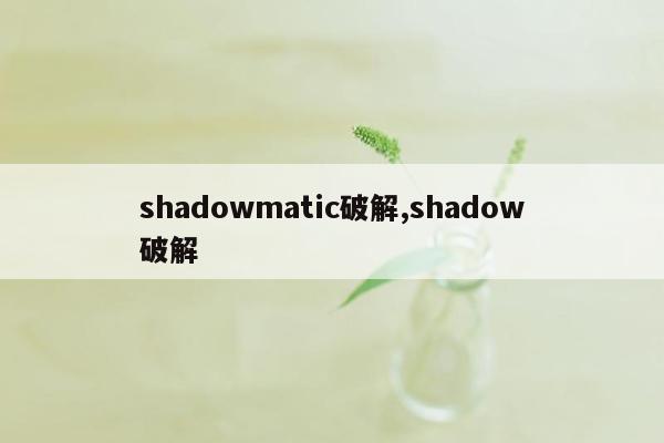 shadowmatic破解,shadow破解