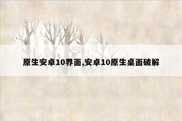 原生安卓10界面,安卓10原生桌面破解