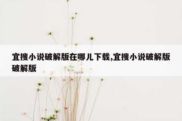 宜搜小说破解版在哪儿下载,宜搜小说破解版破解版