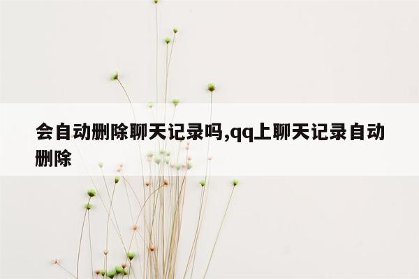 会自动删除聊天记录吗,qq上聊天记录自动删除