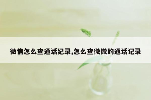 微信怎么查通话纪录,怎么查微微的通话记录