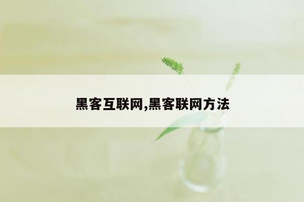 黑客互联网,黑客联网方法