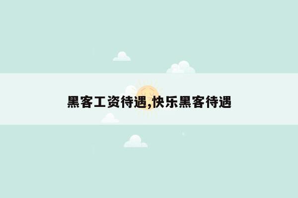 黑客工资待遇,快乐黑客待遇